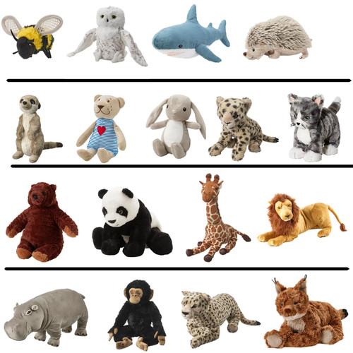 Ikea assorted soft toys - ikea, cute
